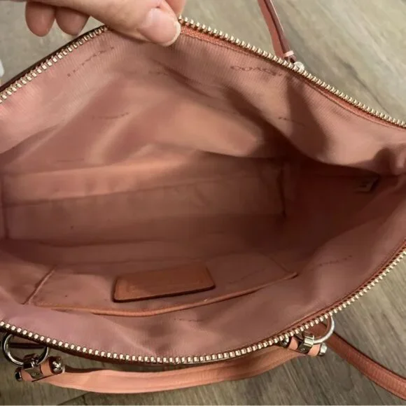 COACH 34340 PRAIRIE SATCHEL PEBBLE LEATHER Crossbody BAG In Coral - Picture 7 of 15